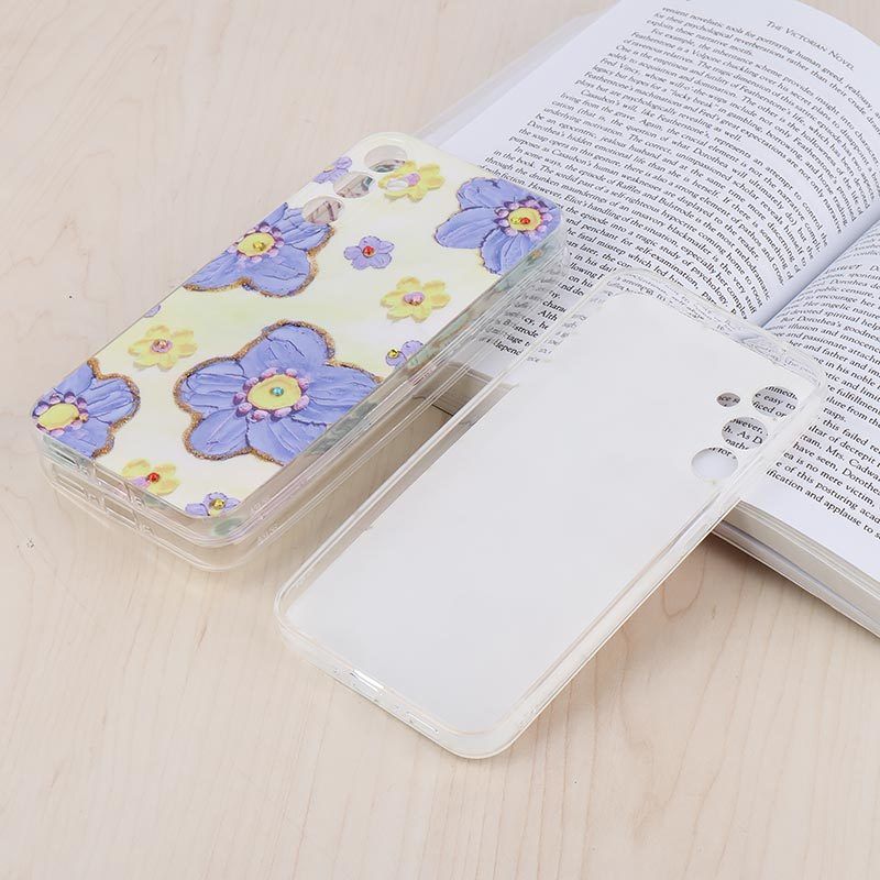 قاب هولوگرامی سامسونگ طرح گل آبرنگی محافظ لنزدار Galaxy A34