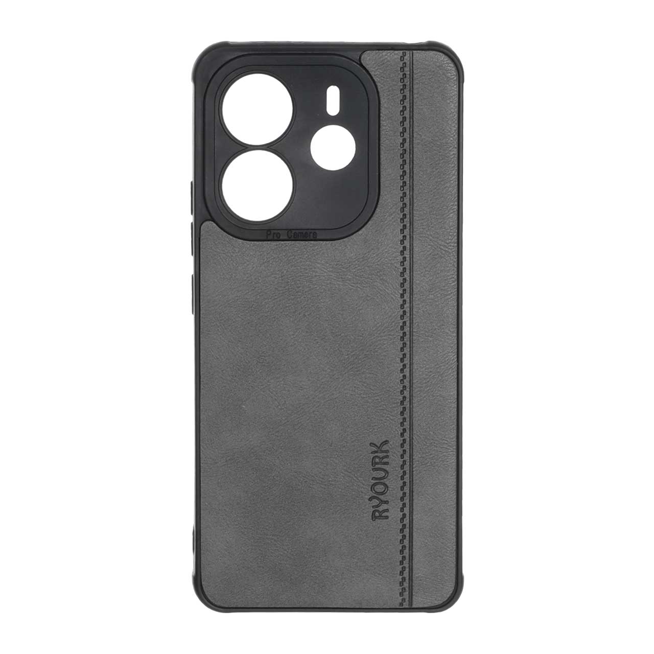 قاب طرح چرم RYOURK مدل Xiaomi Redmi Note 14 4G - خاکستری