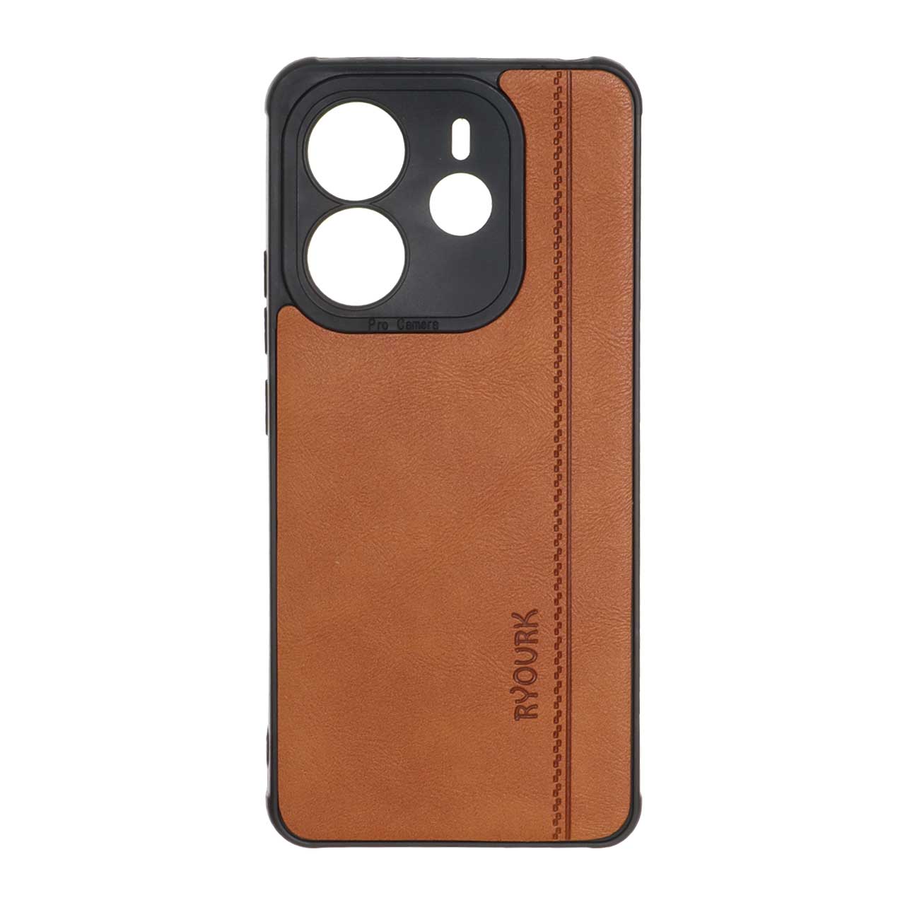 قاب طرح چرم RYOURK مدل Xiaomi Redmi Note 14 4G - عسلی