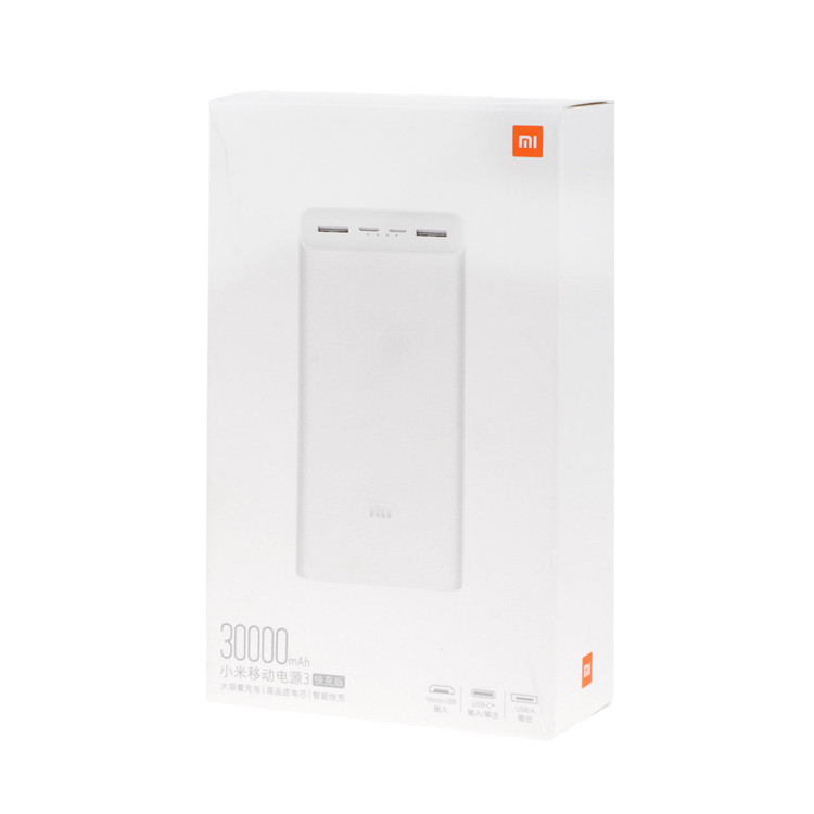 پاوربانک (فست شارژ) Xiaomi 18W 30000mAh مدل PB3018ZM - سفید - اصل چین (گارانتی یک ساله شرکتی)